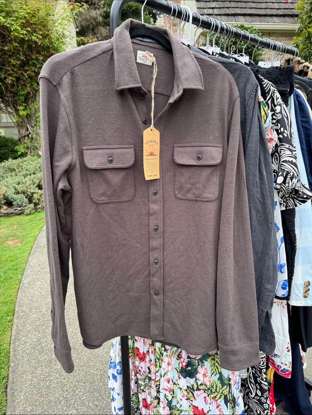 Faherty Brown legend sweater shirt NWT